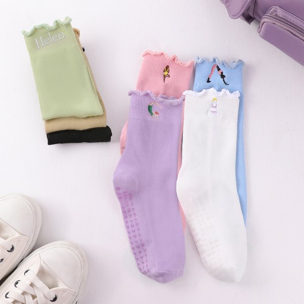 Personalised Embroidered Non-Slip Yoga Socks with Name Sports Birthday Gift for Yoga Pilates Lovers