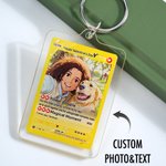 Llavero Acrílico Personalizado Ghibli Art Style Photo Poke con Descripción del Ataque y Funda Protectora Regalo de Cumpleaños Aniversario para Amigos de la Familia