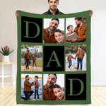 Personalized Multicolor 6 Photos Throw Blanket with DAD Father's Day Birthday Gift for Dad Grandfather