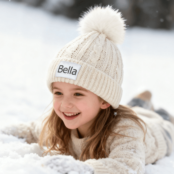 Personalized Cute Name Multicolor Soft Beanie Hat Winter Accessory Birthday Gift for Boys Girls