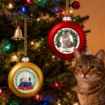 Personalized Christmas Wreath Photo Christmas Ball Ornament with Name Home Tree Decor Christmas Gift for Family Friend Pet Owners