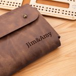 Personalized Retro Leather Magnetic Cribbage Travel Set with Text Pegs and Playing Cards Travel Game Night Christmas Gift for Cribbage Lovers