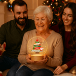 Personalized Santa Claus Christmas Tree LED Night Light with 1-8 Names and Wooden Base Home Decor Christmas Gift for Kids Family