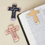 Personalized Inspirational Bible Floral Cross Magnetic Bookmark Clip with Name Daily Read Christians Christmas Gift for Bible Study Women