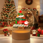 Personalized Santa Claus Christmas Tree LED Night Light with 1-8 Names and Wooden Base Home Decor Christmas Gift for Kids Family