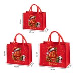 Bolso de yute personalizado con personaje de dibujos animados gorro de Papá Noel inicial y nombre regalo de cumpleaños o Navidad para niños y familia