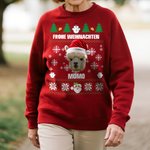 Personalisiertes Weiches Weihnachts-Sweatshirt mit 1–2 Haustier Gesichtsfoto Weihnachtsmütze Namen Text Weihnachten Geschenk für Tierbesitzer