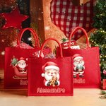 Borsa tote in iuta personalizzata con nome e design Babbo Natale regalo di Natale per famiglia e amici