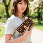 Personalized Birth Flower Cartoon Character Large PU Leather Hand Wallet with Name Multiple Compartments Birthday Bridesmaid Gift for Women