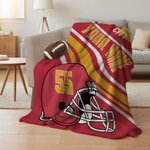 Personalized Football Helmet Pattern Soft Throw Blanket with Name and Number Home Decor Birthday Game Day Gift for Football Sports Fans Lovers