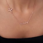 Personalised Zircon Airplane Name Necklace Dainty Jewellery Birthday Anniversary Christmas Gift for Travel Lovers Pilots Flight Attendants