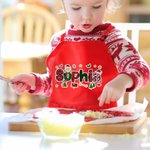 Personalisierte niedlichen Cartoon Weihnachtsmann Weihnachtsbaum Stil Name einstellbar Kind Schürze Koch Hut Set Backen Party Weihnachtsgeschenk für Jungen Mädchen