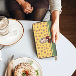 Personalized Birth Flower Cartoon Character Large PU Leather Hand Wallet with Name Multiple Compartments Birthday Bridesmaid Gift for Women