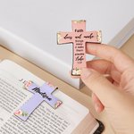 Personalized Inspirational Bible Floral Cross Magnetic Bookmark Clip with Name Daily Read Christians Christmas Gift for Bible Study Women