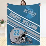 Personalized Football Helmet Pattern Soft Throw Blanket with Name and Number Home Decor Birthday Game Day Gift for Football Sports Fans Lovers