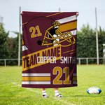 Personalized Football Helmet Pattern Soft Throw Blanket with Name and Number Home Decor Birthday Game Day Gift for Football Sports Fans Lovers