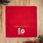 Personalized Snowman Cartoon Character Red 100% Cotton Reusable Napkin with Name and Initial Table Decor Christmas Gift for Family Friend