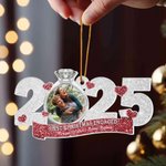Personalized Romantic Photo Ring Design Glitter 2025 Acrylic Ornament with Names Engagement Christmas Gift for Newlyweds Couples