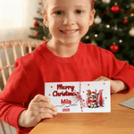 Personalisierte Weihnachten Rentier Initial Geld Halter Karte Brieftasche mit Namen und Umschlag Weihnachtsgeschenk für Familie Kinder