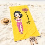 Personalized Multicolor Birth Flower Cartoon Women Girl Soft Quick Dry Beach Towel with Name Vacation Beach Accessories Gift for Friend
