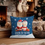 Personalized Growing Old Together Christmas Character Soft Throw Pillow Cover with Name and Year Home Decor Christmas Anniversary Gift for Couples