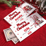 Personalisierte Weihnachten Rentier Initial Geld Halter Karte Brieftasche mit Namen und Umschlag Weihnachtsgeschenk für Familie Kinder