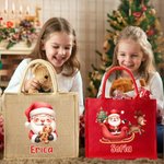 Borsa tote in iuta personalizzata con nome e design Babbo Natale regalo di Natale per famiglia e amici