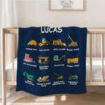 Gepersonaliseerde Werkvoertuigen Bouwwagens Bank- of Beddecoratie Kinderdeken met Naam voor Jongens Meisjes en Truckliefhebbers