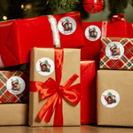 Personalized Santa Hat Initial Cartoon Character Glitter Stickers with Name Set of 2 Gift Decor Christmas Party Favors for Kids Family Friends