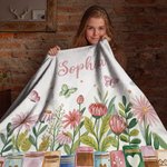 Personalized Flower Reading Nook Book Soft Throw Blanket with Name Reading Corner Daily Use Birthday Gift for Book Lovers