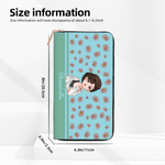 Personalized Birth Flower Cartoon Character Large PU Leather Hand Wallet with Name Multiple Compartments Birthday Bridesmaid Gift for Women