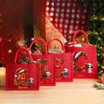 Bolso de yute personalizado con personaje de dibujos animados gorro de Papá Noel inicial y nombre regalo de cumpleaños o Navidad para niños y familia