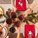 Tovagliolo riutilizzabile personalizzato in cotone con nome e design Babbo Natale decor da tavola regalo di Natale per amici e famiglia
