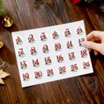 Personalized Cartoon Character Advent Calendar Glitter Stickers with Countdown 1-24 Days Name Labels DIY Decoration Christmas Gifts Favors for Kids