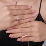 Personalised Zircon Airplane Name Necklace Dainty Jewellery Birthday Anniversary Christmas Gift for Travel Lovers Pilots Flight Attendants