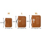 Personalisierte Buchhülle aus PU-Leder mit Kreuz Geburtsblume Namen Text inklusive Tragegriff Geschenk für Christen