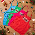 Personalisierte niedlichen Cartoon Weihnachtsmann Weihnachtsbaum Stil Name einstellbar Kind Schürze Koch Hut Set Backen Party Weihnachtsgeschenk für Jungen Mädchen