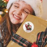 Personalized Santa Hat Initial Cartoon Character Glitter Stickers with Name Set of 2 Gift Decor Christmas Party Favors for Kids Family Friends