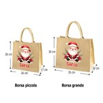 Borsa tote in iuta personalizzata con nome e design Babbo Natale regalo di Natale per famiglia e amici
