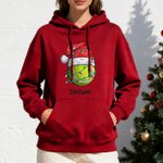 Personalisiertes Mehrfarbiges T-Shirt Sweatshirt Hoodie mit Ballmuster Weihnachtsmütze und Namen Weihnachtsgeschenk für Mannschaft Erwachsene Familie