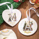 Decorazione natalizia personalizzata in ceramica con renna iniziale nome e anno per albero di natale regalo per famiglia e amici