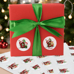 Personalized Santa Hat Initial Cartoon Character Glitter Stickers with Name Set of 2 Gift Decor Christmas Party Favors for Kids Family Friends