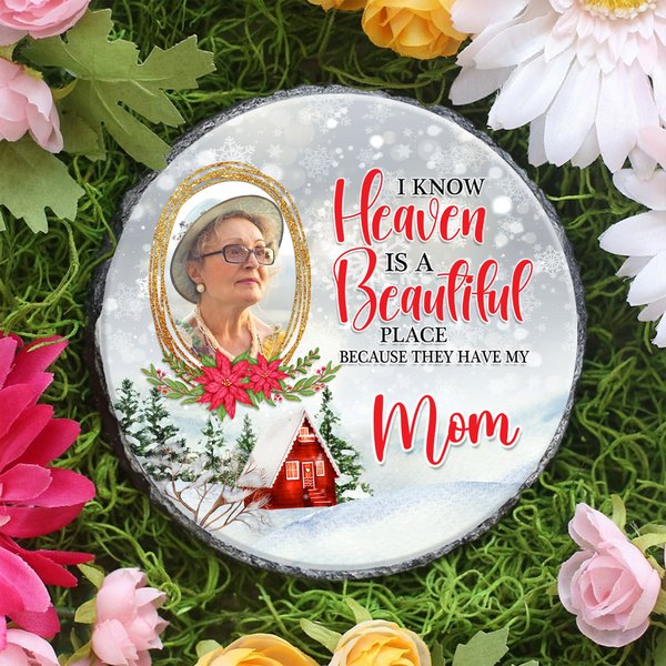 Personalized Photo Frame Design Garden Stone with Title and Stand Garden Decoration Memorial Christmas Gift for Loss of Loved One