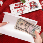 Personalisierte Weihnachten Rentier Initial Geld Halter Karte Brieftasche mit Namen und Umschlag Weihnachtsgeschenk für Familie Kinder