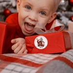 Personalized Santa Hat Initial Cartoon Character Glitter Stickers with Name Set of 2 Gift Decor Christmas Party Favors for Kids Family Friends