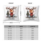 Gepersonaliseerd Schattig Rendier Kerstboom Zacht Kussenovertrek met Naam Home Decor Kerst Verjaardagscadeau voor Familie Vrienden