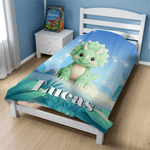 Personalized Cartoon Dinosaur Jungle Soft Throw Blanket with Name Home Decor Birthday Gift for Kids Dinosaur Lovers
