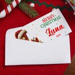 Personalized Christmas Hat Initial Money Holder Card Wallet with Name and Envelope Christmas Party Gift for Family Friend