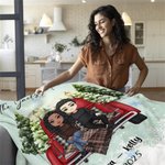 Personalized Cartoon Character Family Portrait Soft Throw Blanket with Text and Names Home Decor Christmas Gift for Family