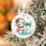 Personalized Cute Cartoon Santa Hat Snowman Initial Christmas Ornament with Name Christmas Gift for Friends Family